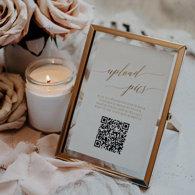 Elegant Guld 5 x 7-tums Bordsnummer med fotoQR-kod (Skapare uppladdad)