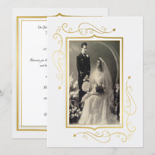 Elegant Guld 60-årsjubileum Celebration Inbjudningar