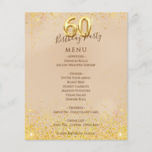 Elegant Guld 60:e Födelsedagsfest-menyn Flygblad