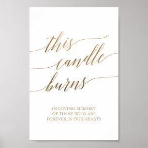 Elegant Guld 6x9" This Candle Burns Skylt