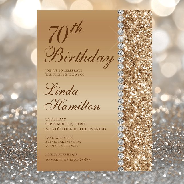 Elegant Guld 70-årsdag Inbjudningar (Skapare uppladdad)
