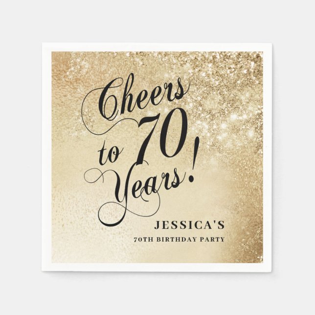 Elegant Guld 70-årsdag Pappersservett (Framsidan)