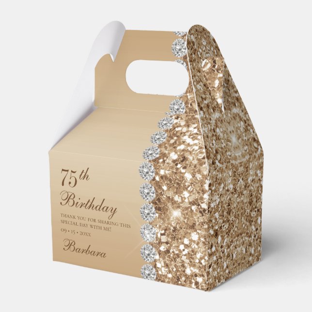 Elegant Guld 75-årsdag Presentaskar (Framsidan Sidan)