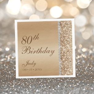 Elegant Guld 80-årsdag Pappersservett