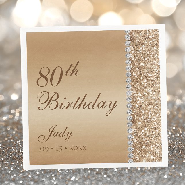 Elegant Guld 80-årsdag Pappersservett (Skapare uppladdad)