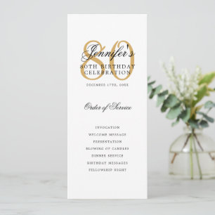 Elegant Guld 80-årsfirande Program Meny