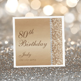 Elegant Guld 80:e födelsedagen Pappersservett