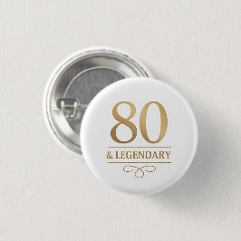 Elegant Guld 80:e och Legendary Birthday Knapp