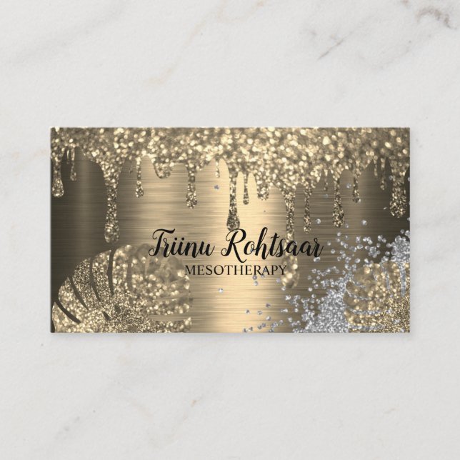 Elegant Guld Abstrakt Bokeh Glitter Shining Visitkort (Framsida)