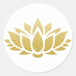 Elegant Guld Abstrakt Lotus Flower Sticker Runt Klistermärke