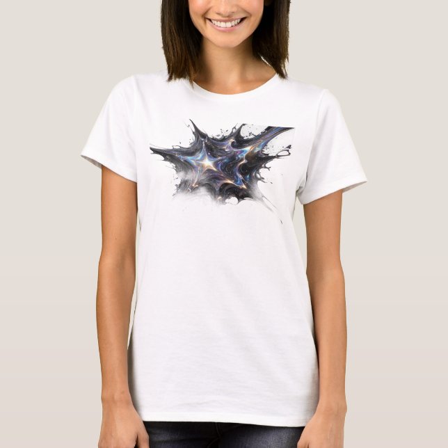Elegant guld abstrakta stjärnor original design t shirt (Framsida)