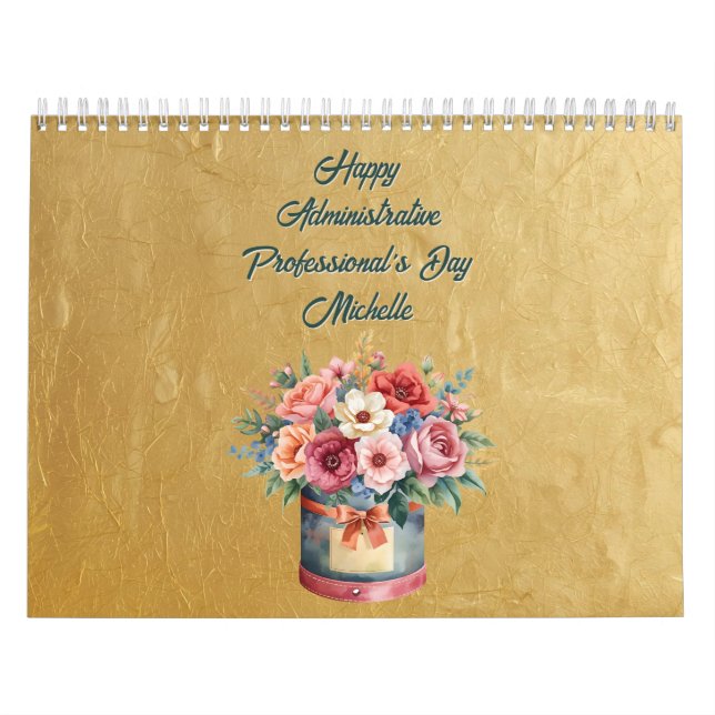 Elegant Guld Administratörernas Dag Kalender (Omslag)