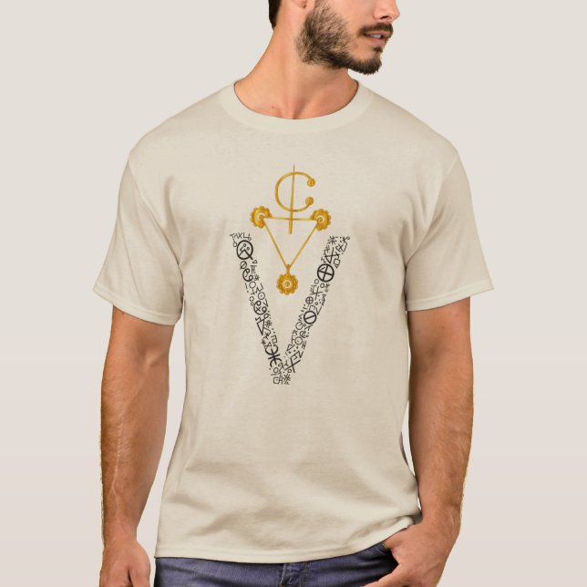 Elegant Guld Amazigh Signe T-Shirt (Framsida)