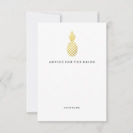 Elegant Guld Ananas Anmärkning för Bride Rådkort