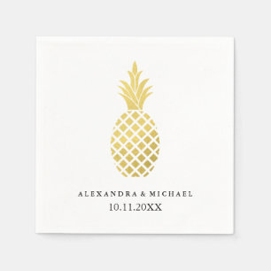 Elegant Guld Ananas Bröllop Pappersservett