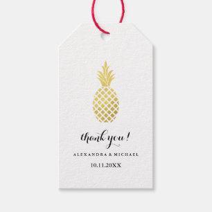 Elegant Guld Ananas Bröllop Presentetikett