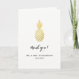 Elegant Guld Ananas Bröllop Tack Kort