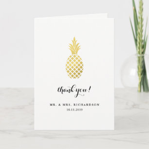 Elegant Guld Ananas Bröllop Tack Kort
