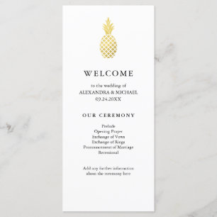 Elegant Guld Ananas Bröllopsprogram Program