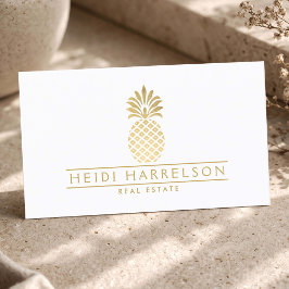 Elegant Guld Ananas Logotyp Visitkort