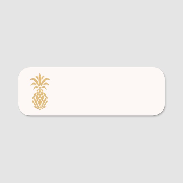 Elegant Guld ananas Namnbricka (Framsida)