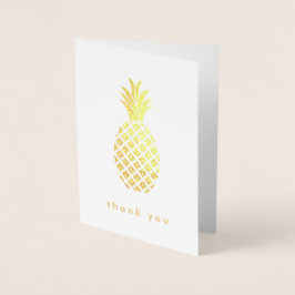 Elegant Guld Ananas på vitt Folierat Kort