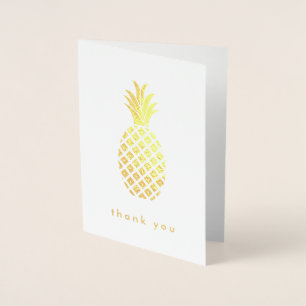 Elegant Guld Ananas på vitt Folierat Kort