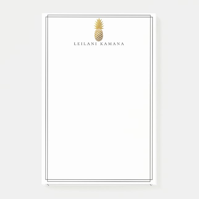 Elegant guld- ananas post-it block (Framsida)