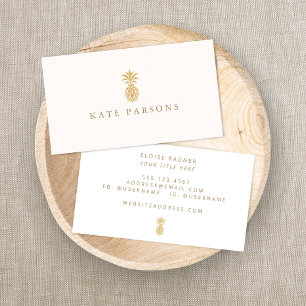 Elegant Guld Ananas Rosa Pastel Visitkort