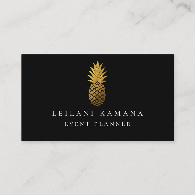 Elegant guld- ananas visitkort (Framsida)