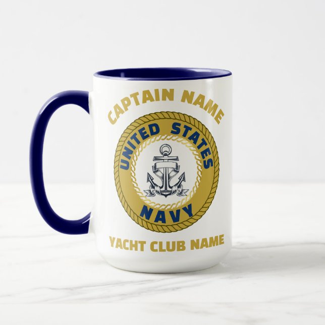 Elegant guld Anchor-kaptenen ombord Summa Mugg (Vänster)