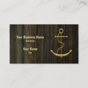 Elegant Guld Anchor Rustic Dock Wood Modern Visitkort