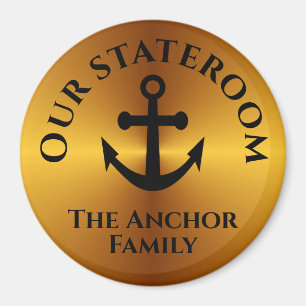 Elegant Guld Anchor Stateroom Door Marker Cruise Magnet