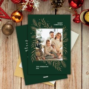 Elegant Guld Anpassningsbar-fotomeddelande för jul Julkort