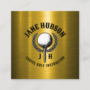 Elegant Guld Anpassningsbar Golf Monogram Design Fyrkantigt Visitkort