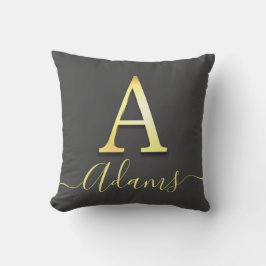 Elegant Guld Anpassningsbar Monogram A Namn Dekora Kudde