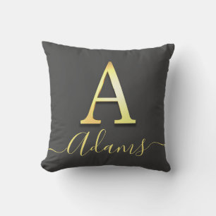Elegant Guld Anpassningsbar Monogram A Namn Dekora Kudde