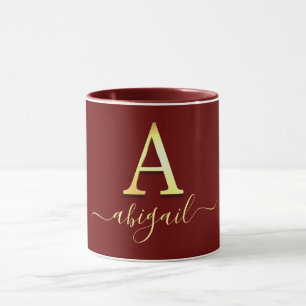 Elegant Guld Anpassningsbar Monogram A Namn Mugg