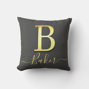 Elegant Guld Anpassningsbar Monogram B Namn Dekora Kudde