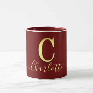 Elegant Guld Anpassningsbar Monogram C Namn Mugg