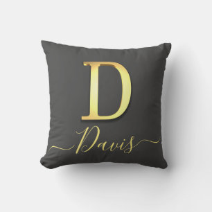Elegant Guld Anpassningsbar Monogram D Namn Dekora Kudde