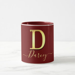 Elegant Guld Anpassningsbar Monogram D Namn Mugg