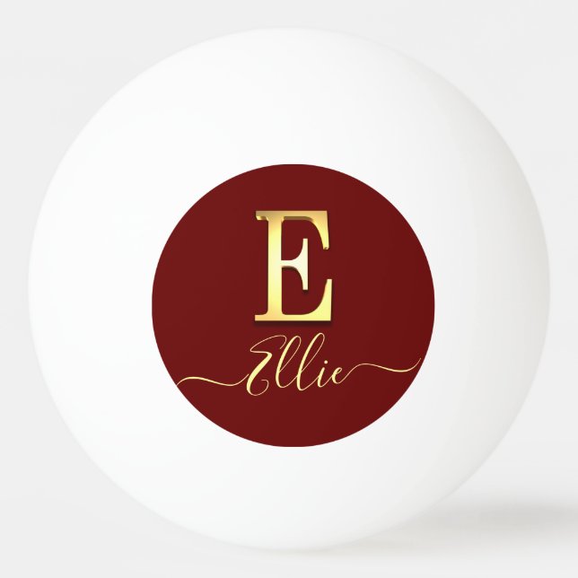 Elegant Guld Anpassningsbar Monogram E Namn Pingisboll (Framsidan)