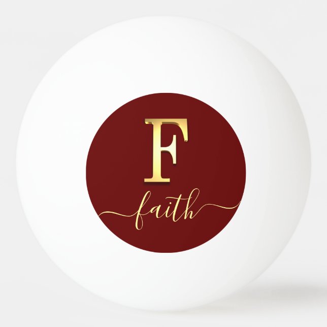 Elegant Guld Anpassningsbar Monogram F Namn Pingisboll (Framsidan)