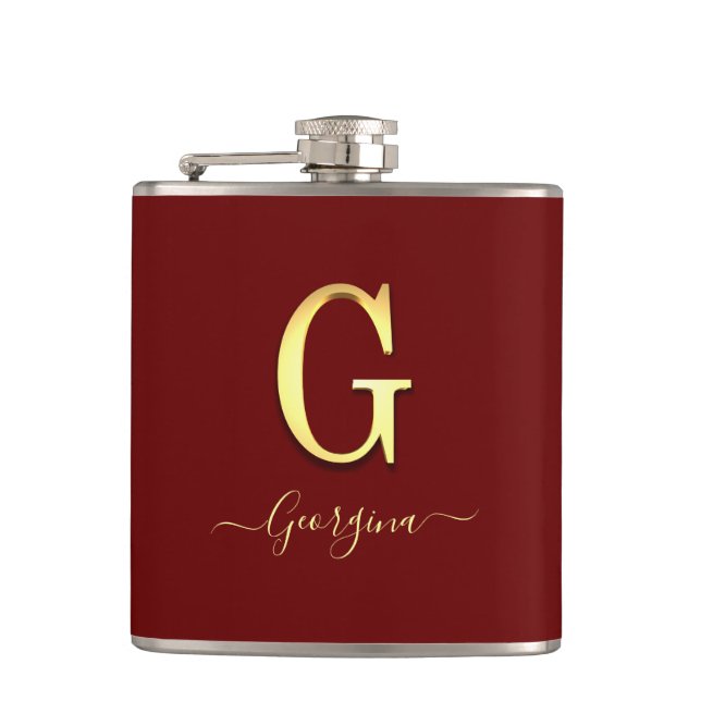 Elegant Guld Anpassningsbar Monogram G Namn kolv Fickplunta (Framsidan)
