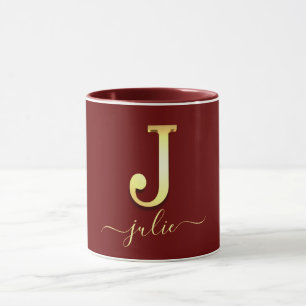 Elegant Guld Anpassningsbar Monogram J Namn Mugg