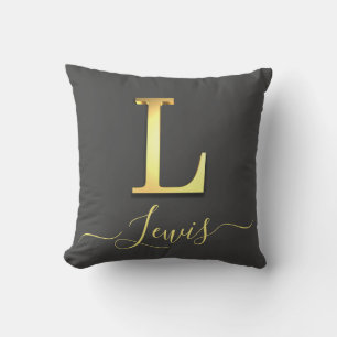 Elegant Guld Anpassningsbar Monogram L Namn Dekora Kudde
