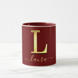 Elegant Guld Anpassningsbar Monogram L Namn Mugg