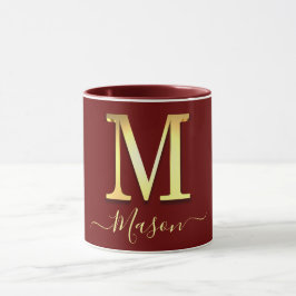 Elegant Guld Anpassningsbar Monogram M Namn Mugg