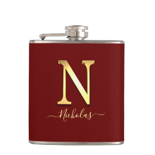 Elegant Guld Anpassningsbar Monogram N Namn kolv Fickplunta